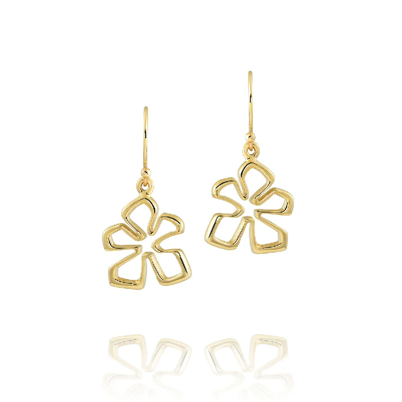 Hoop earrings with circle designs for a classic and timeless shape-14k Gold Small Open Tiki Flower Earrings