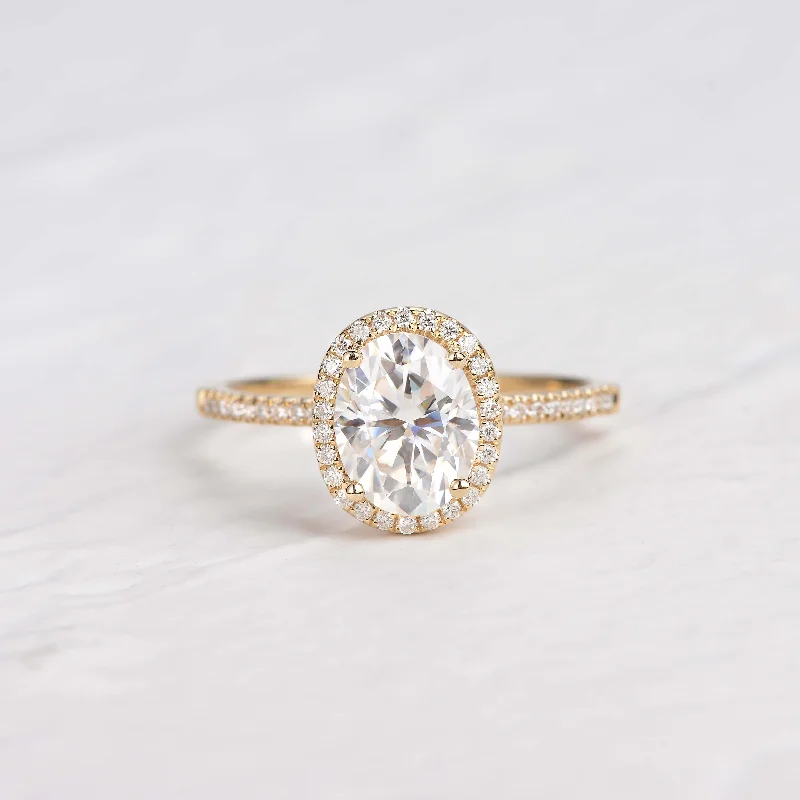 Engagement rings with radiant aquamarine center stones -2ct Oval Colorless Moissanite Rose Gold Ring