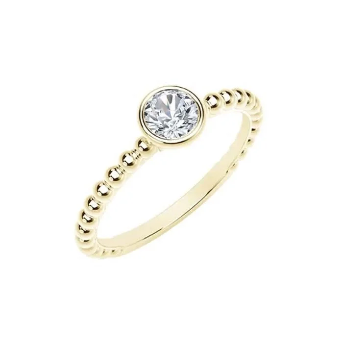 Engagement rings with pearl accents for elegance -Natalie K Bezel Forevermark Diamond Ring in 18K Yellow Gold