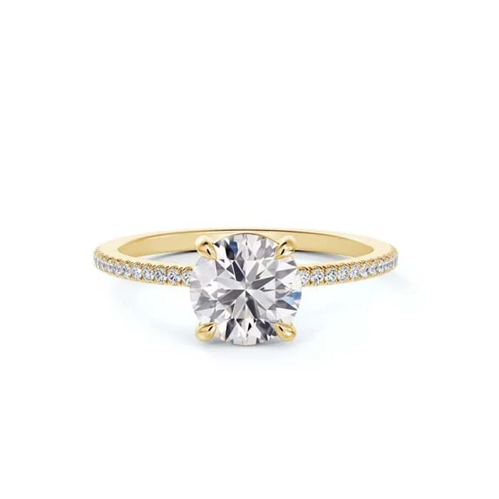 Engagement rings with cathedral-set ruby stones -Forevermark Delicate Icon Diamond Band Engagement Ring in 18K Yellow Gold with .50CT Center