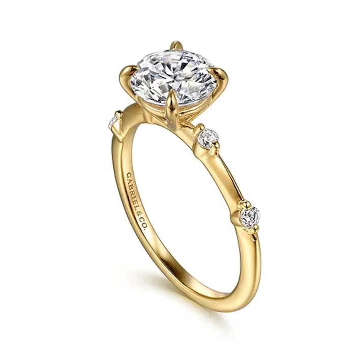 Engagement rings with marquise-cut topaz for shine -Gabriel & Co. "Frances" Round Engagement Ring Semi-Mounting in 14K Yellow Gold