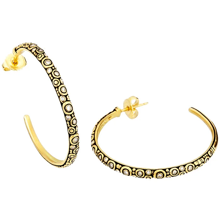 Hoop earrings with crescent moon shapes for a celestial and mystical appearance-Alex Sepkus Diamond Hoop Earrings - E-223