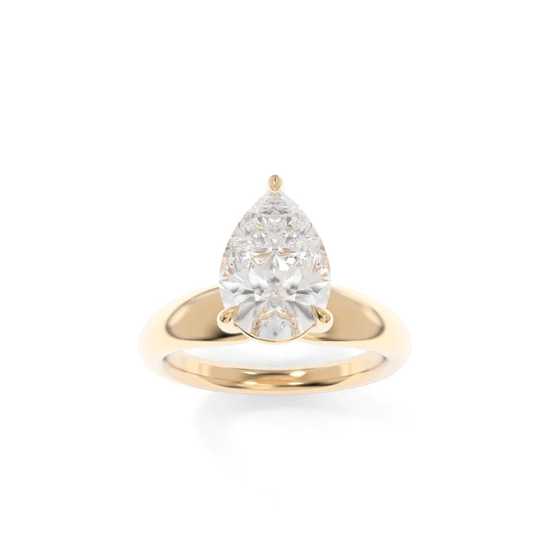 Engagement rings with pave-set citrine for warmth -Arden Solitaire Pear