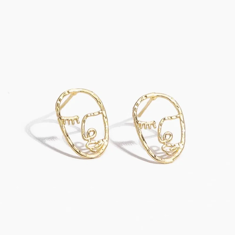 Hoop earrings with textured finishes for a vintage and classic style-Artist Face Studs