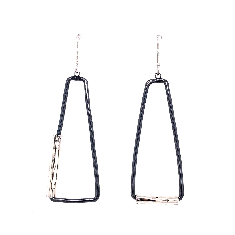 Best hoop earrings with gold-plated finishes for an affordable luxury vibe-Asymmetrical Crushed Tube trapezoids (E1772)