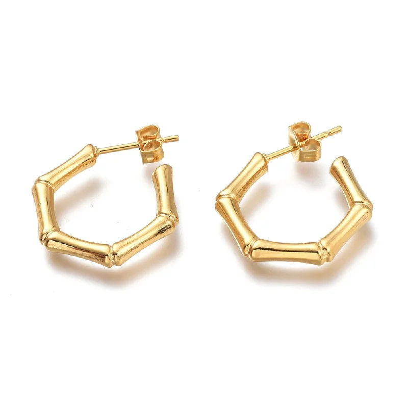 Hoop earrings with oversized pearl accents for a statement-making look-BAMBOO HUGGIE