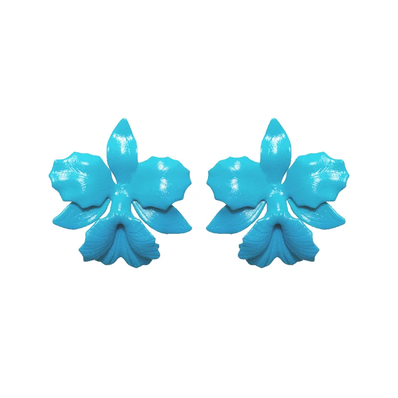 Best hoop earrings with gemstone accents for a colorful and elegant appearance-Azure Laelia Orchid Studs