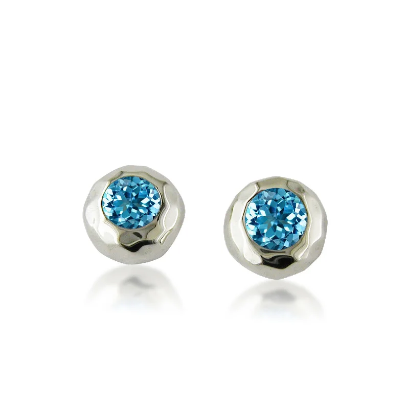 Best hoop earrings with smooth ceramic finishes for a polished, clean style-Ripple Stud with Gemstone