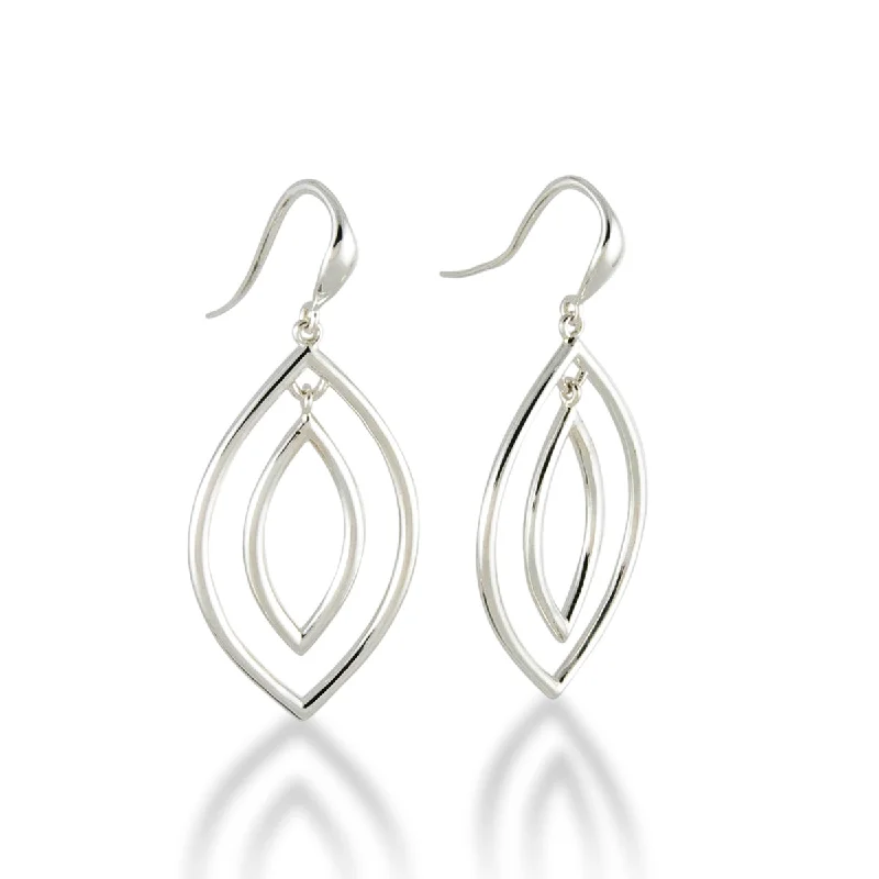 Classic hoop earrings with a thin profile for a sleek and subtle style-Double Marquis Wire Drop