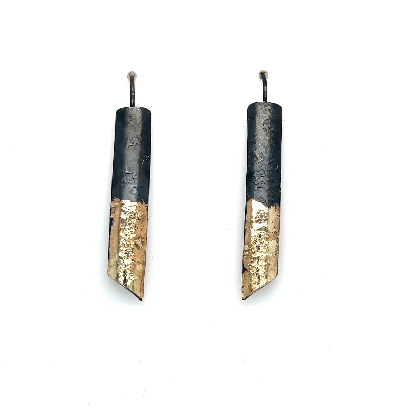 Hoop earrings with a matte black finish for a sleek, edgy vibe-Bacchetta D'Oro - Golden Wand Earrings