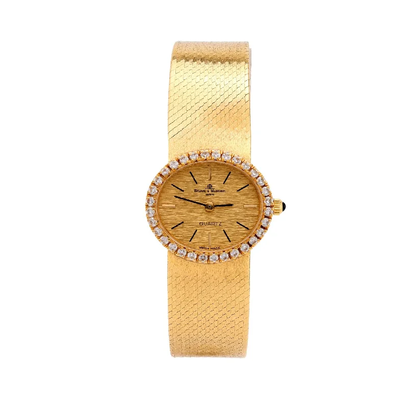 Engagement rings with pave-set citrine for warmth -Baume & Mercier Diamond 18K Yellow Gold Wristwatch