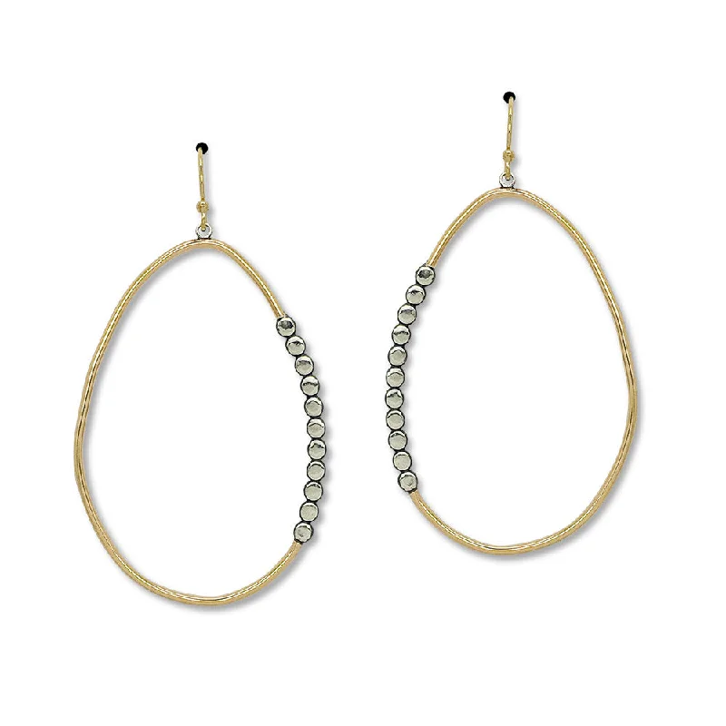 Hoop earrings with diamond-cut surfaces for added sparkle and shine-Large Beaded Ridge Ovid Earring (E1564)