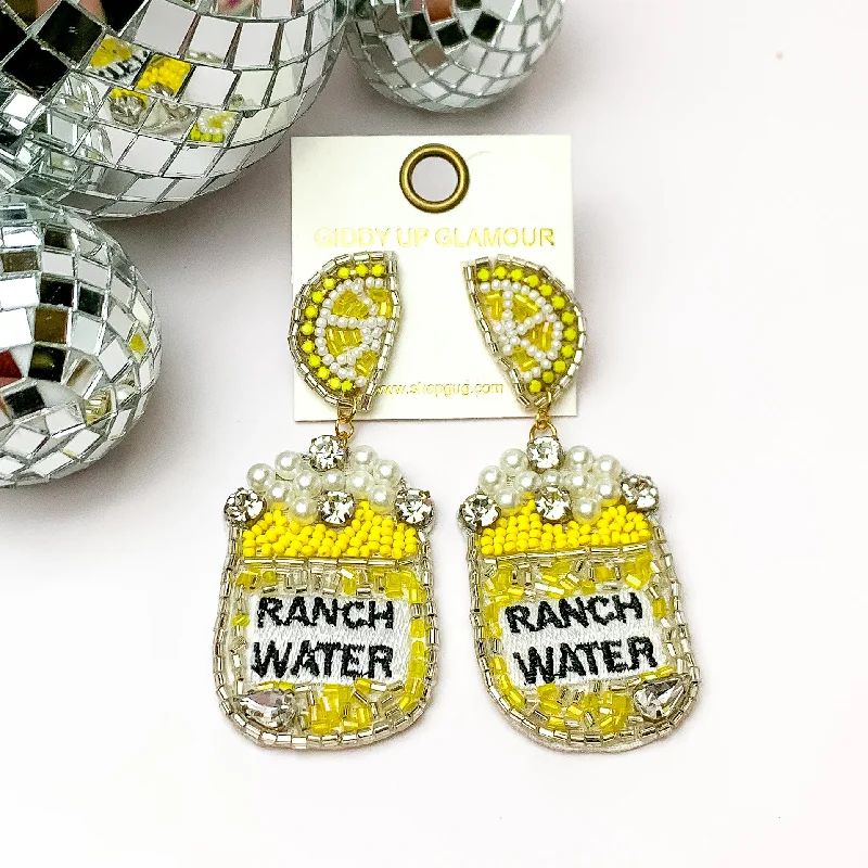 Best hoop earrings with angel wing accents for a spiritual and meaningful design-Beads, Pearls, and Crystals Yellow Can Earrings with Lemon Slice Studs