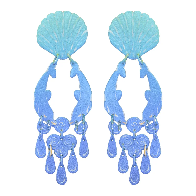 Stylish hoop earrings with diamond accents for an elegant and sparkling effect-Blue Cetacean Earrings