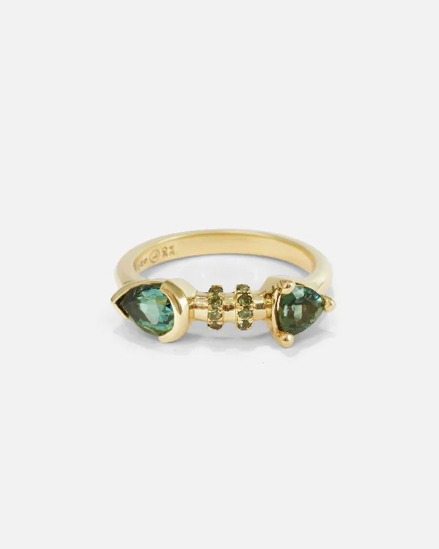 Engagement rings with vine-inspired topaz bands -Calabash Nebula Teal Sapphire Ring