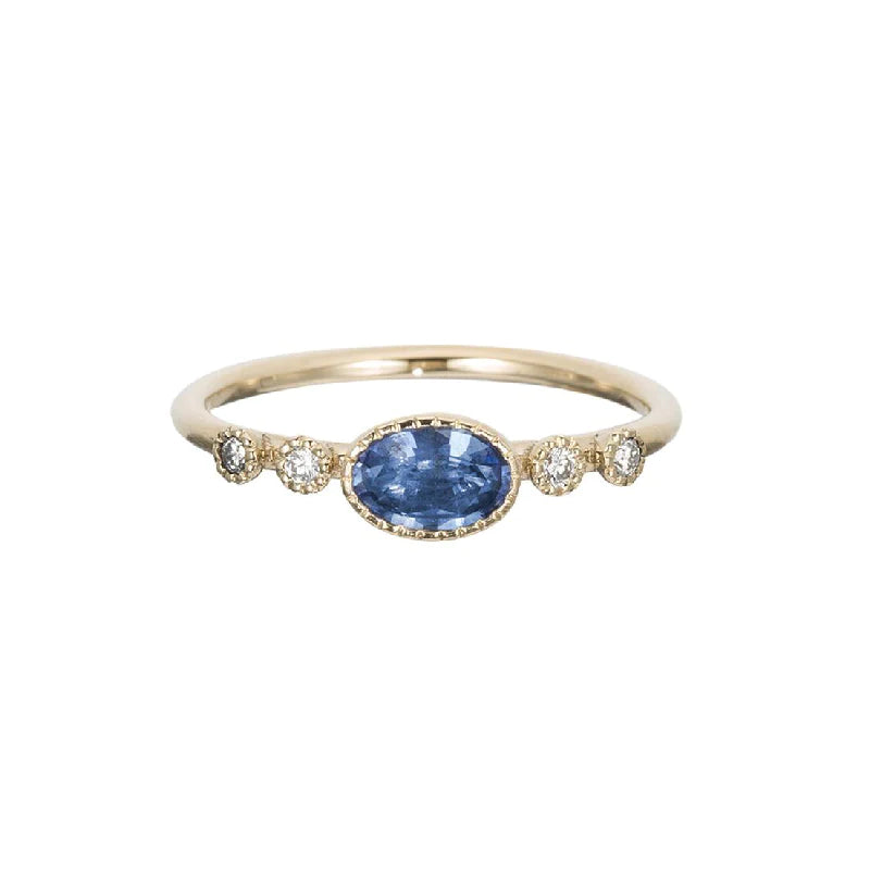 Engagement rings with infinity twist diamond bands -Ceylon Sapphire Dew Ring