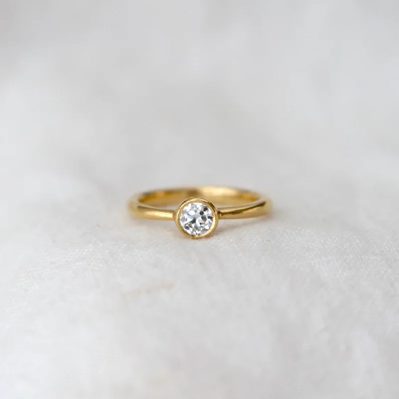 Engagement rings with cluster topaz for dazzle -Classic Bezel Ring Small