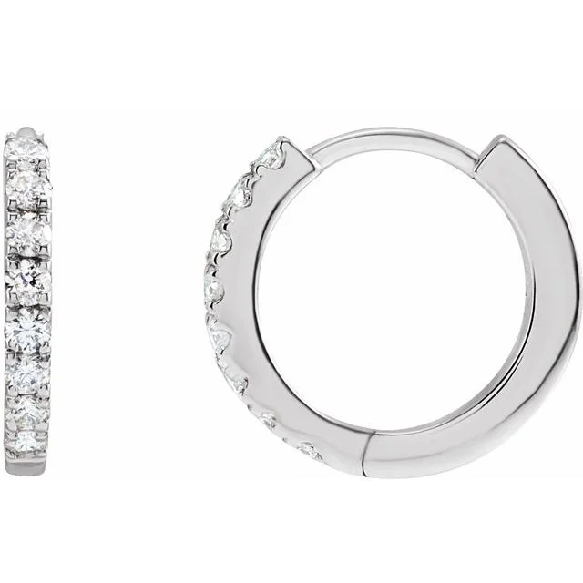 Best hoop earrings with enamel details for a colorful and modern look-Mini 12mm 14K Diamond Huggie Earrings (RE1846)