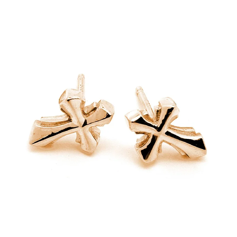 Hoop earrings with floral motifs for a feminine and nature-inspired look-Cross Earrings 18k Gold