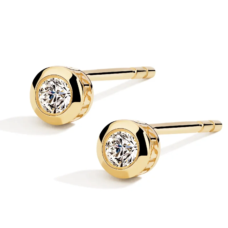 Hoop earrings with diamond-cut surfaces for added sparkle and shine-D Muse - 18K Diamond Gold Earring