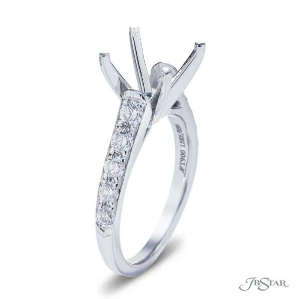 Engagement rings with sleek rose gold twists -J B Star Round Diamond Engagement Ring Semi-Mounting in Platinum