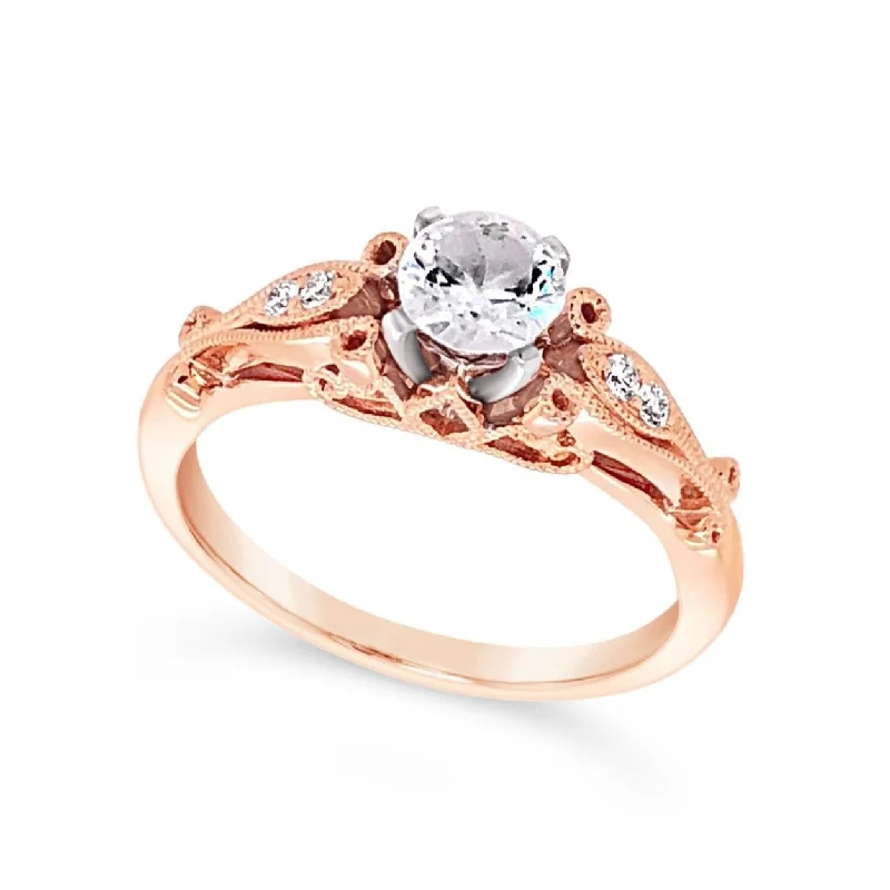 Engagement rings with marquise-cut topaz for shine -Diamond Accented Scroll Design Engagement Mounting