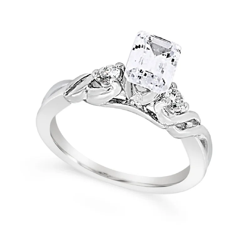 Engagement rings with twisted bands and diamonds -Diamond Accented Swirl Design Engagement Mounting