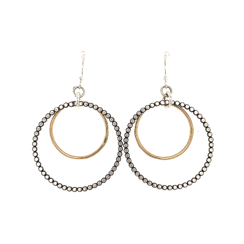 Classic hoop earrings with a thin profile for a sleek and subtle style-Bead and Gold hoop Earrings (E1112)