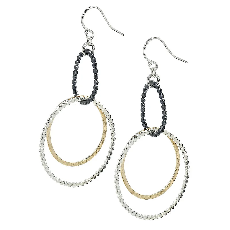 Hoop earrings with infinity loop designs for a continuous and eternal shape-Double Bead Gauze Hoop Earrings (E1253)