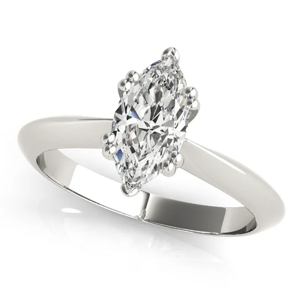 Engagement rings with engraved initials inside bands -Double Prong Marquise Shape Solitaire Mounting