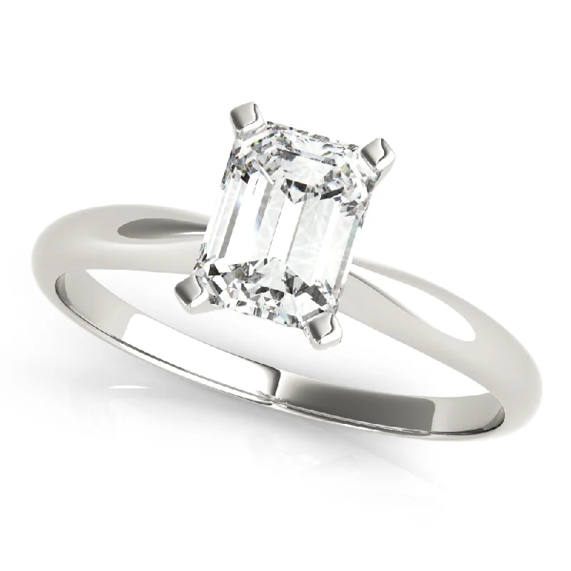 Platinum engagement rings featuring bold turquoise gems -Emerald Cut Solitaire Mounting