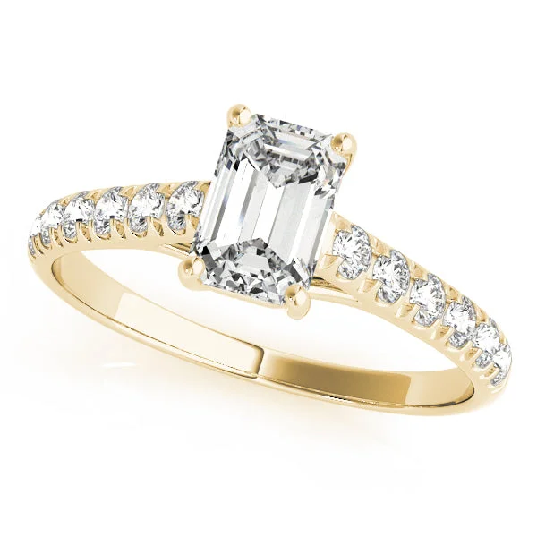 Engagement rings with classic round sapphire brilliance -Emerald Cut Twelve Diamond Single Row Mounting