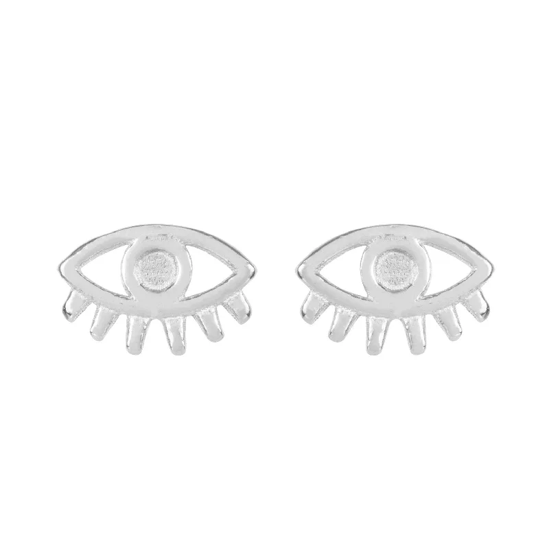 Hoop earrings with removable pendants for a versatile and customizable accessory-Evil Eye Studs Silver