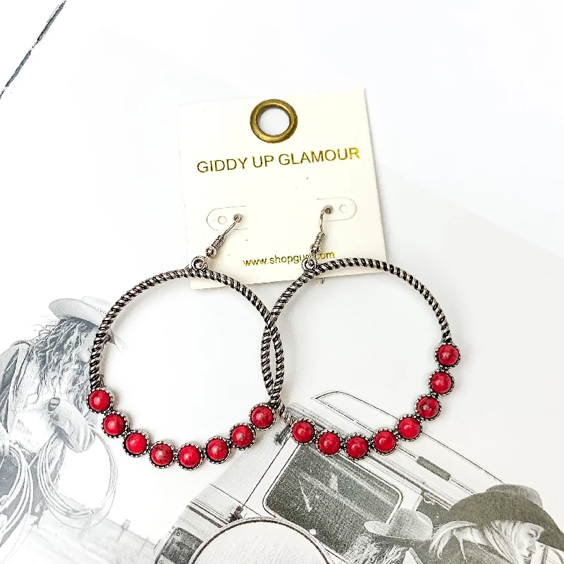 Best hoop earrings with gemstone accents for a colorful and elegant appearance-Forever Twisted Hoop Earrings with Stones in Red