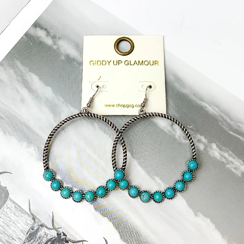 Hoop earrings with crescent moon shapes for a celestial and mystical appearance-Forever Twisted Hoop Earrings with Stones in Turquoise Blue