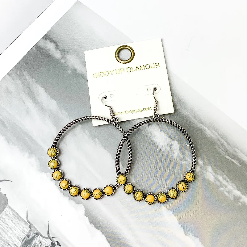 Best hoop earrings with hammered gold for a rustic yet elegant look-Forever Twisted Hoop Earrings with Stones in Yellow