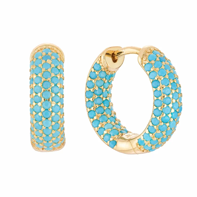 Best hoop earrings with blackened metal for an edgy and bold appearance-Frosted | Turquoise Huggie Hoop Earrings