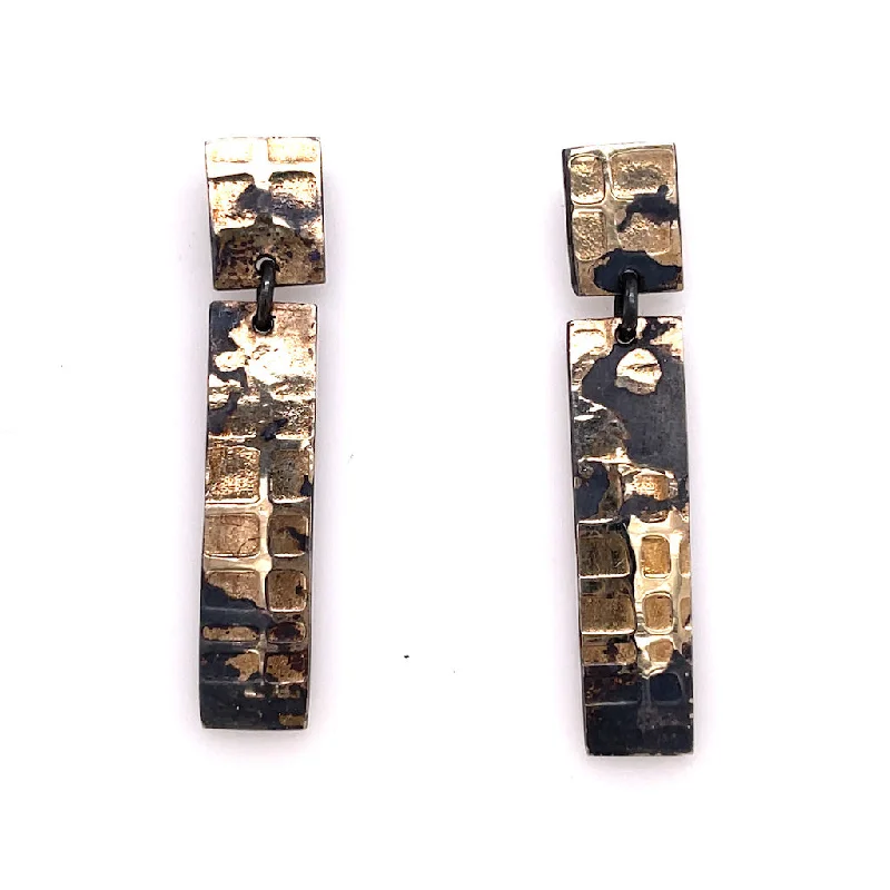 Hoop earrings with spiral designs for a dynamic and fluid look-Fused Gold Rectangle Earrings - RE1890KOX