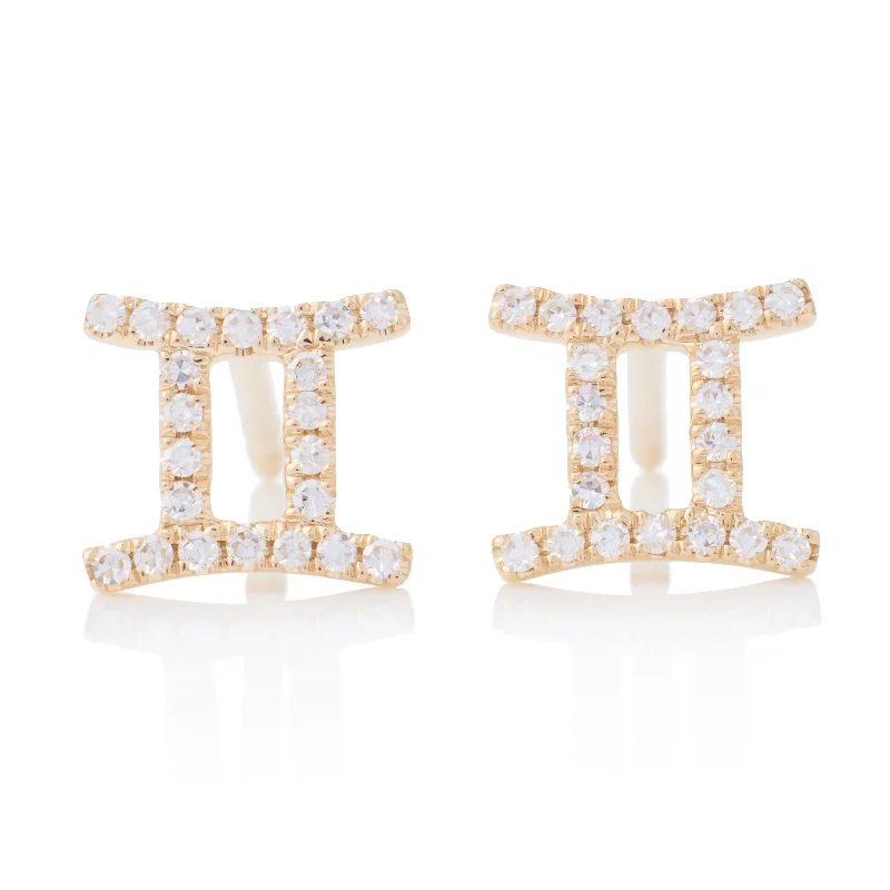 Hoop earrings with twisted metal designs for a dynamic and modern style-Gemini Studs