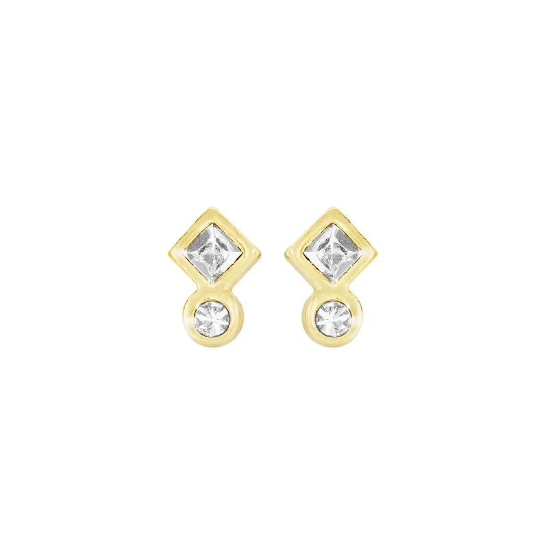 Best hoop earrings with hammered gold for a rustic yet elegant look-Geo Mini Studs