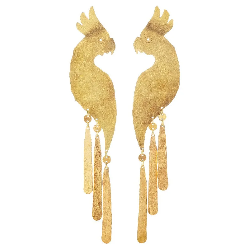 Hoop earrings with stacked layers for a bold and textured design-Gold Cockatoo Earrings