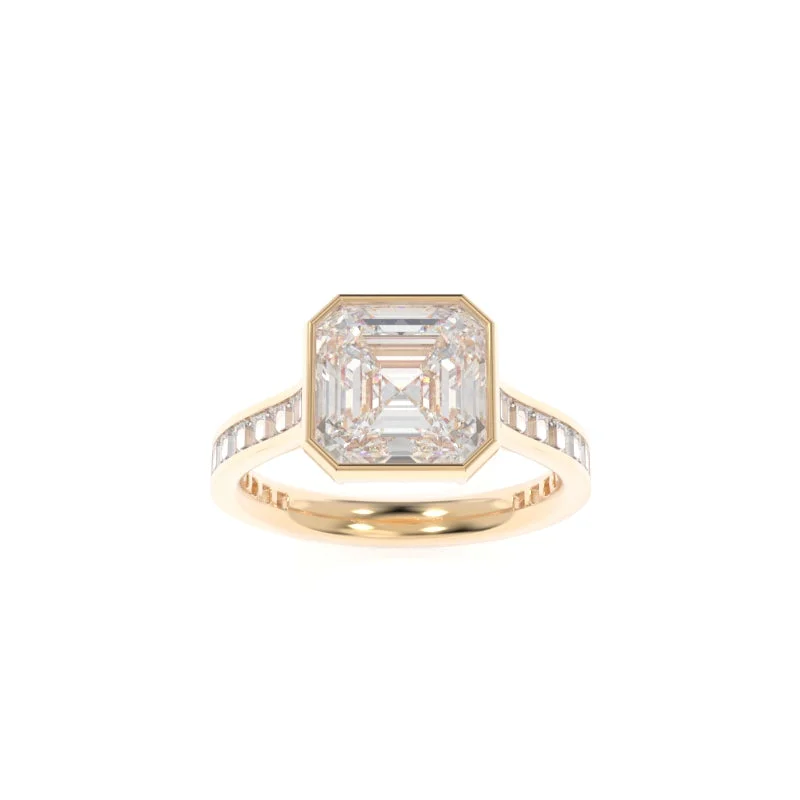 Engagement rings with crisscross onyx band designs -Gwen Ring Asscher