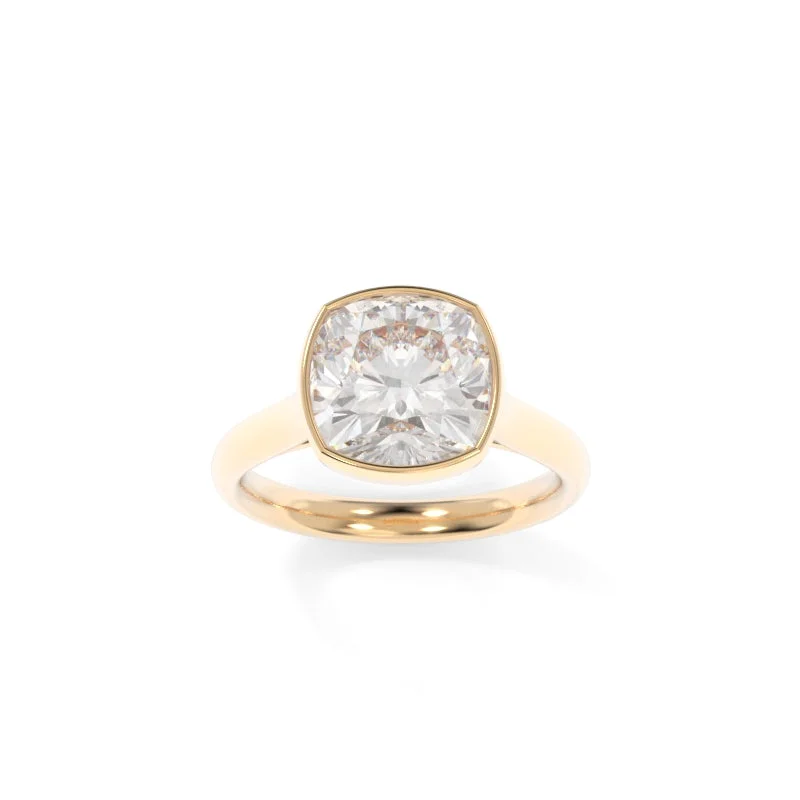 Engagement rings with modern open-band opal -Gwen Solitaire Cushion