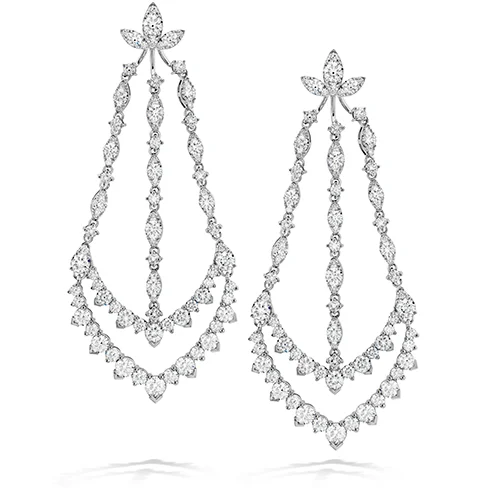 Hoop earrings with polished silver finish for a shiny, modern appeal-Hearts On Fire Aerial Triple Diamond Chandelier Earrings