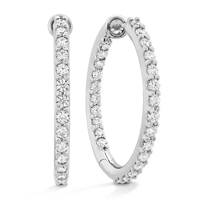 Hoop earrings with polished metal for a shiny and high-quality finish-Hearts On Fire Classic Inside Out Hoope Medium Diamond Earrings