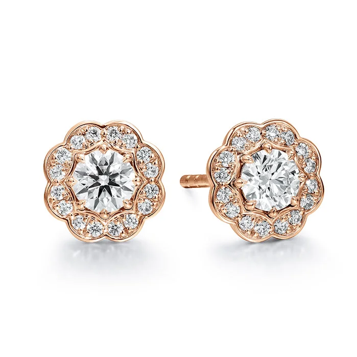 Hoop earrings with textured finishes for a vintage and classic style-Hearts On Fire Lorelei Halo Stud Diamond Earrings