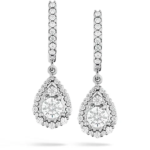 Hoop earrings with luxe velvet finishes for a rich and luxurious touch-Hearts On Fire Teardrop Halo Drop Diamond Earrings