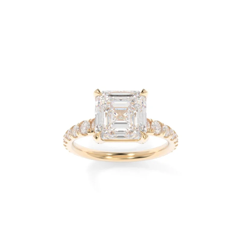 Engagement rings with pave-set citrine for warmth -Holland Ring Asscher