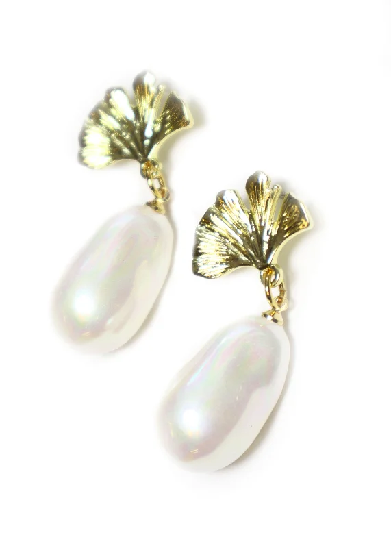 Hoop earrings with oversized pearl accents for a statement-making look-Hollie