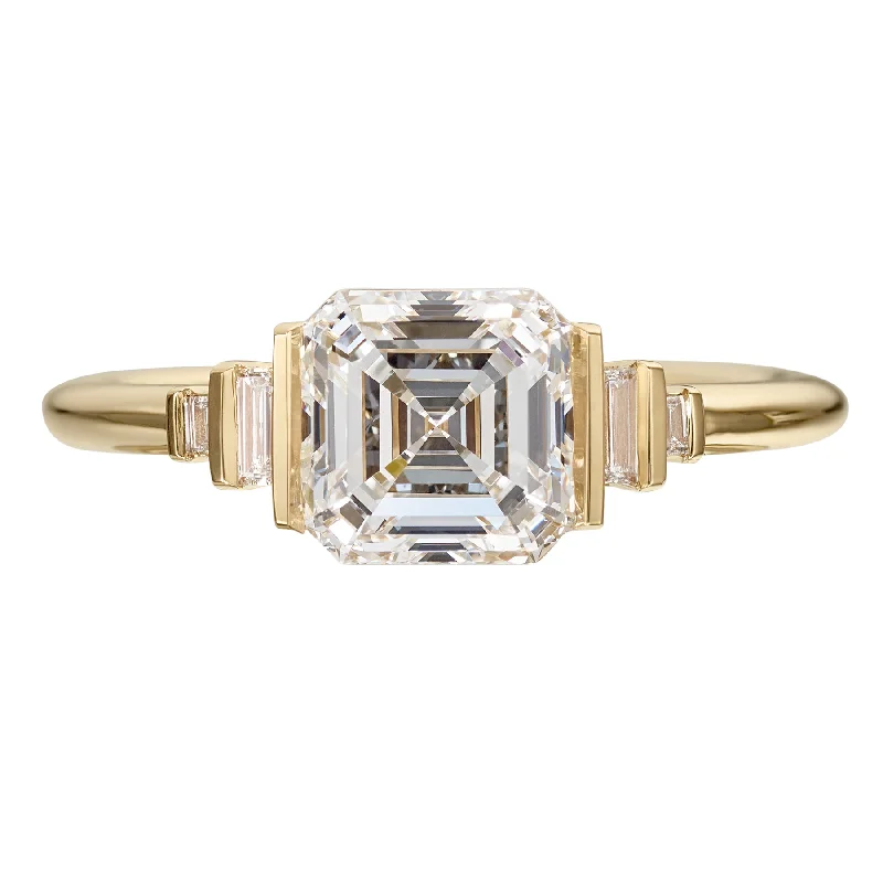 Engagement rings with floral-inspired sapphire bands -Lab Grown Asscher Diamond Engagement Ring